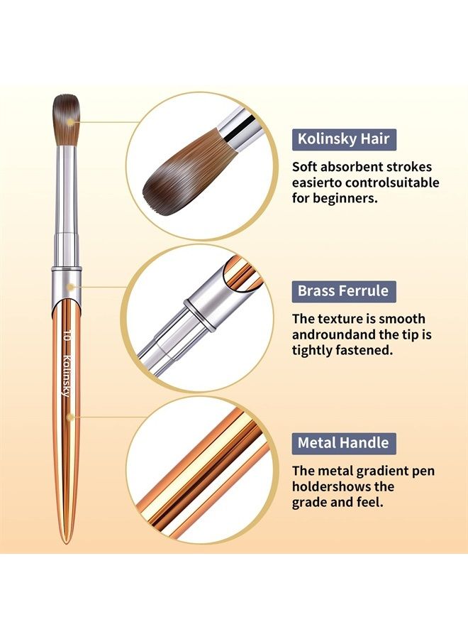 GSWOI 100% Kolinsky Acrylic Nail Brush, pure handmake Round Shape (Size # 6/8/10/12/14) Acrylic Art Brush for Nail Acrylic Application, Professional Nail Art Brush Manicure for Women (#8) - Image 2