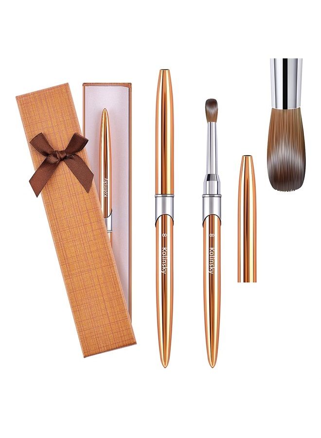 GSWOI 100% Kolinsky Acrylic Nail Brush, pure handmake Round Shape (Size # 6/8/10/12/14) Acrylic Art Brush for Nail Acrylic Application, Professional Nail Art Brush Manicure for Women (#8) - Image 1