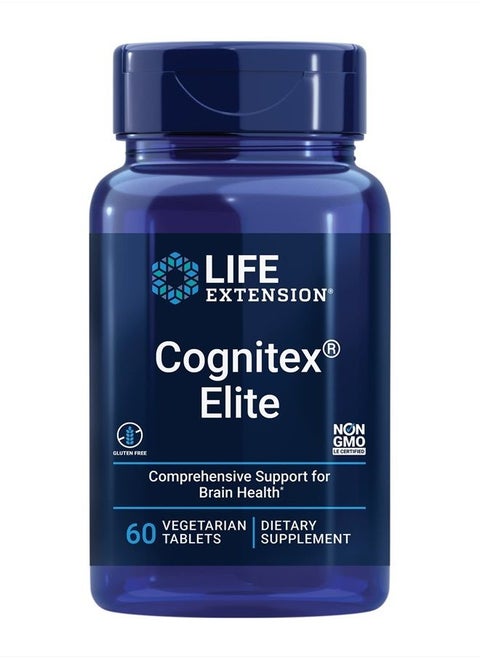 Cognitex Elite - Brain Health Supplement - for Focus, Healthy Memory and Cognition Support with Calcium, Sage & Blueberry Extract - Gluten Free, Non-GMO, Vegetarian - 60 Tablets