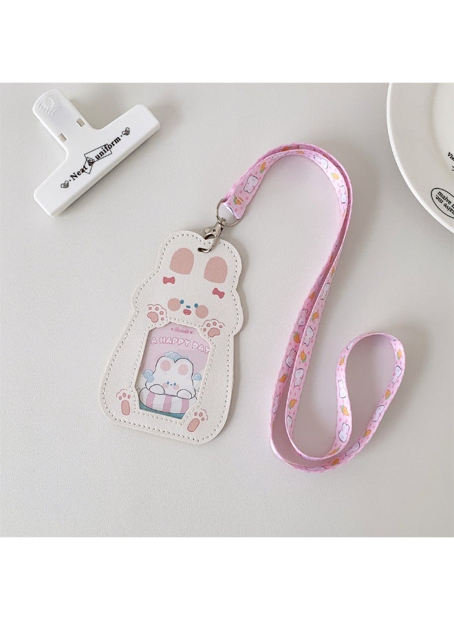NIBEMINENT 1 - Piece Cartoon Cute PU Kpop Photo Card Holder Pendant Key Chain ID Badge Holder ID Card Holder Photo Card Protector for School ID Office ID Access Card for Women Girls - Image 1