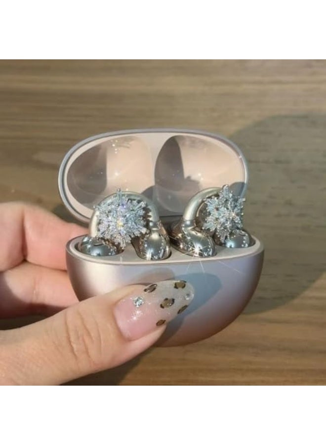 【Decoration】Snowflake Rhinestone for Clip on Earbuds Open Ear Accessories, Elegant Zirconia Decorative Earphone Accessories, Removable Exquisite DIY Decoration - Image 4