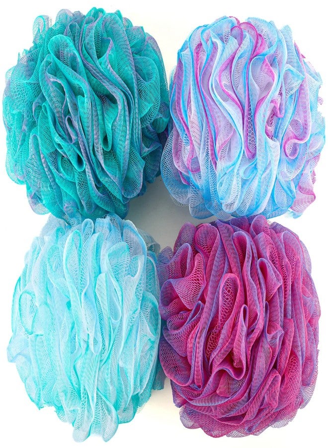 BTYMS XXL Large Loofah Bath Sponge 100g/pc, Exfoliating Mesh Pouf Bath Scrunchies Shower Puffs - Pack of 4 - Image 1