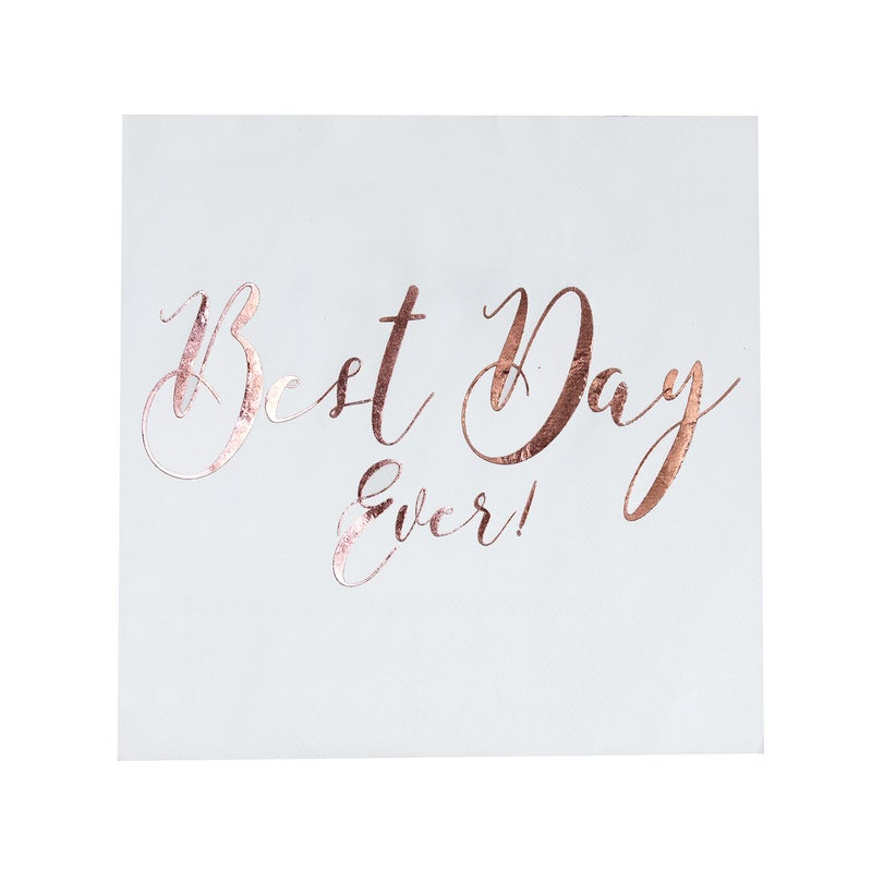 Ginger Ray Best Day Ever Rose Gold Paper Napkins Pack Of 20 - Beautiful Botanics - Image 2