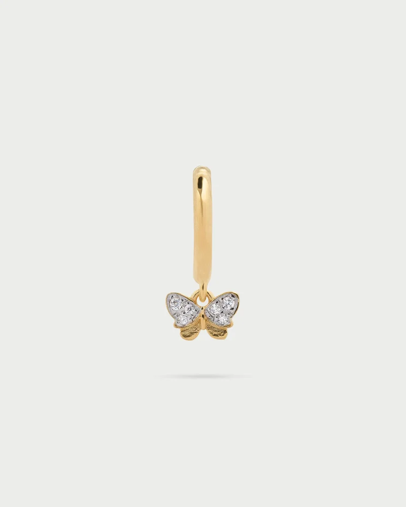 Rue Des Mill Butterly single mini hoop earring - Fly&Shine - Yellow gold