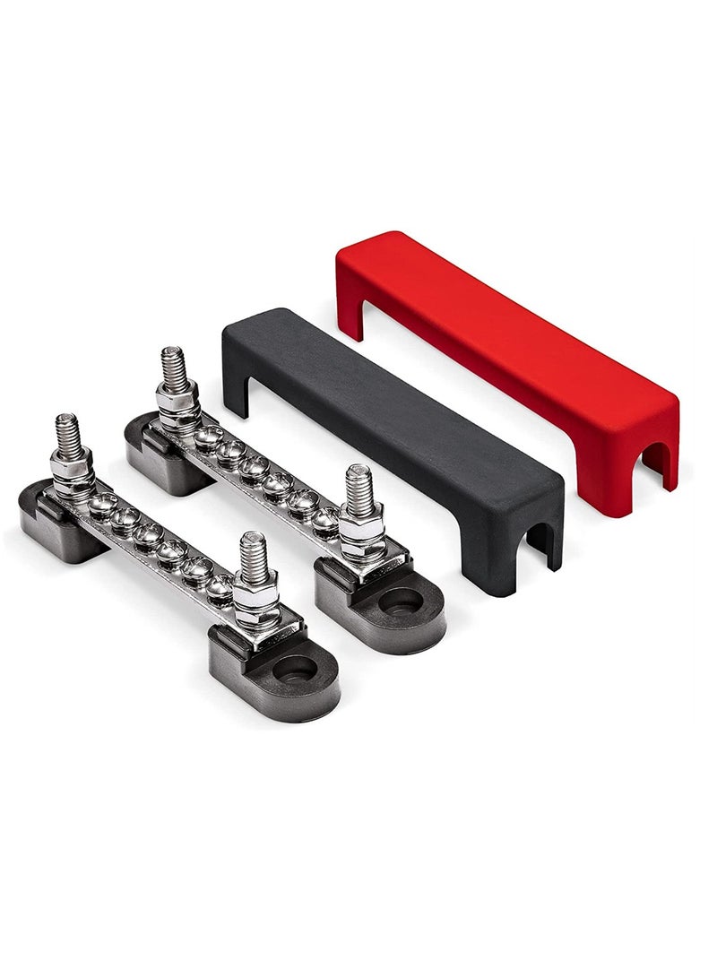 SYOSI 4 inch Ground/Power Distribution Terminal Block Battery Bus Bar Set Negative/Positive Insulated Busbar for Auto Marine Car Trailer RV Boat - Image 1