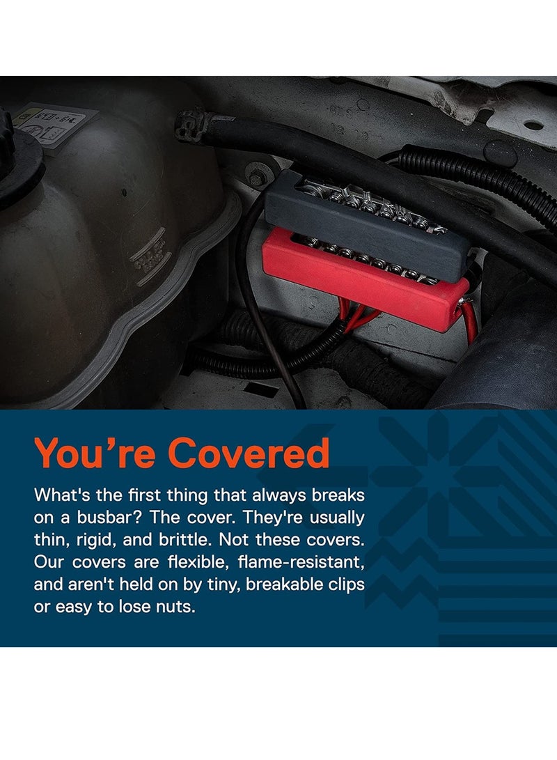 SYOSI 4 inch Ground/Power Distribution Terminal Block Battery Bus Bar Set Negative/Positive Insulated Busbar for Auto Marine Car Trailer RV Boat - Image 4