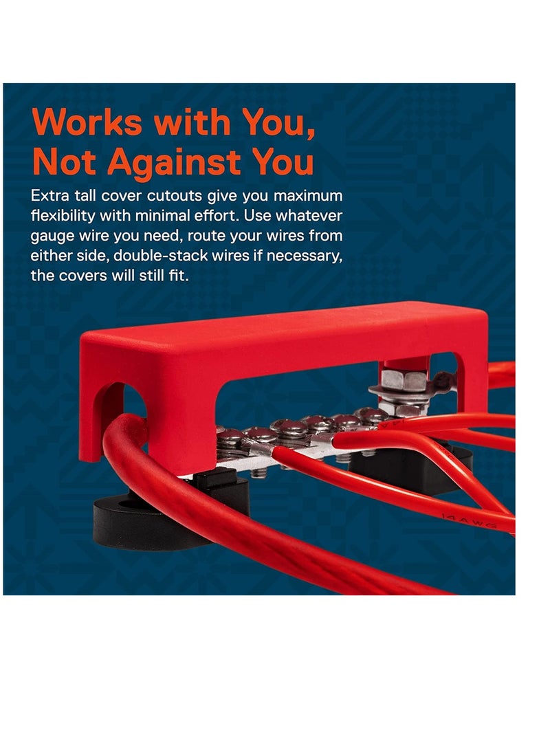 SYOSI 4 inch Ground/Power Distribution Terminal Block Battery Bus Bar Set Negative/Positive Insulated Busbar for Auto Marine Car Trailer RV Boat - Image 5