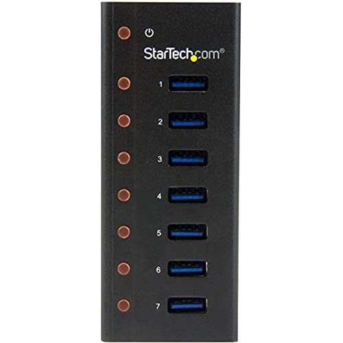 StarTech.com 7 Port USB 3.0 Hub (5 Gbps) - Metal Enclosure - Desktop or Wall Mountable - Rugged & industrial Powered USB Expander and Splitter Hub (ST7300U3M) - Image 2