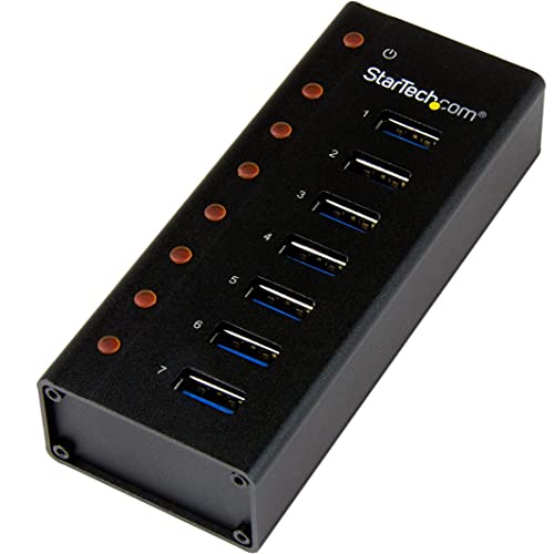 StarTech.com 7 Port USB 3.0 Hub (5 Gbps) - Metal Enclosure - Desktop or Wall Mountable - Rugged & industrial Powered USB Expander and Splitter Hub (ST7300U3M) - Image 1