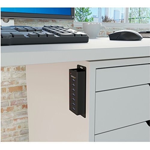 StarTech.com 7 Port USB 3.0 Hub (5 Gbps) - Metal Enclosure - Desktop or Wall Mountable - Rugged & industrial Powered USB Expander and Splitter Hub (ST7300U3M) - Image 5