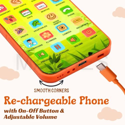 Mashes Educational Phone Toy for 2-12 Years Kids Rechargeable 24 Modes Talking Baby Smart Phone Mobile Toy for Boys Girls Christmas Gift Birthday Surprise (Hindi & English Version) - Image 5