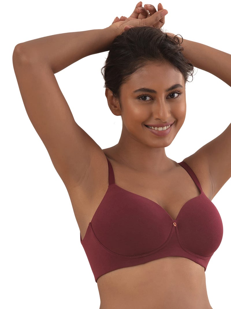 NYKD Wireless Everyday Cotton Bra for Women Daily Use - Wire-Free Shaping Bra, Padded, 3/4th Coverage - Bra, NYB094, Maroon, 38B, 1N - Image 1
