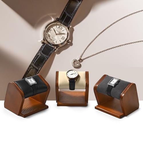 Oirlv Solid Wood Single Watch Display Stand Grey Watch Holder for Men and Women - Image 2