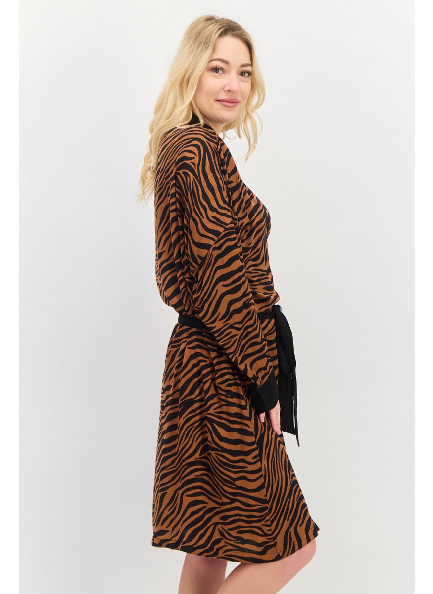 Women Belted Tiger Pattern Night Robe, Brown - pzsku/ZA9FA16C7C68585592EB8Z/45/_/1737642055/5f5247e0-5ff7-469f-99b4-8e9888a7e0b2