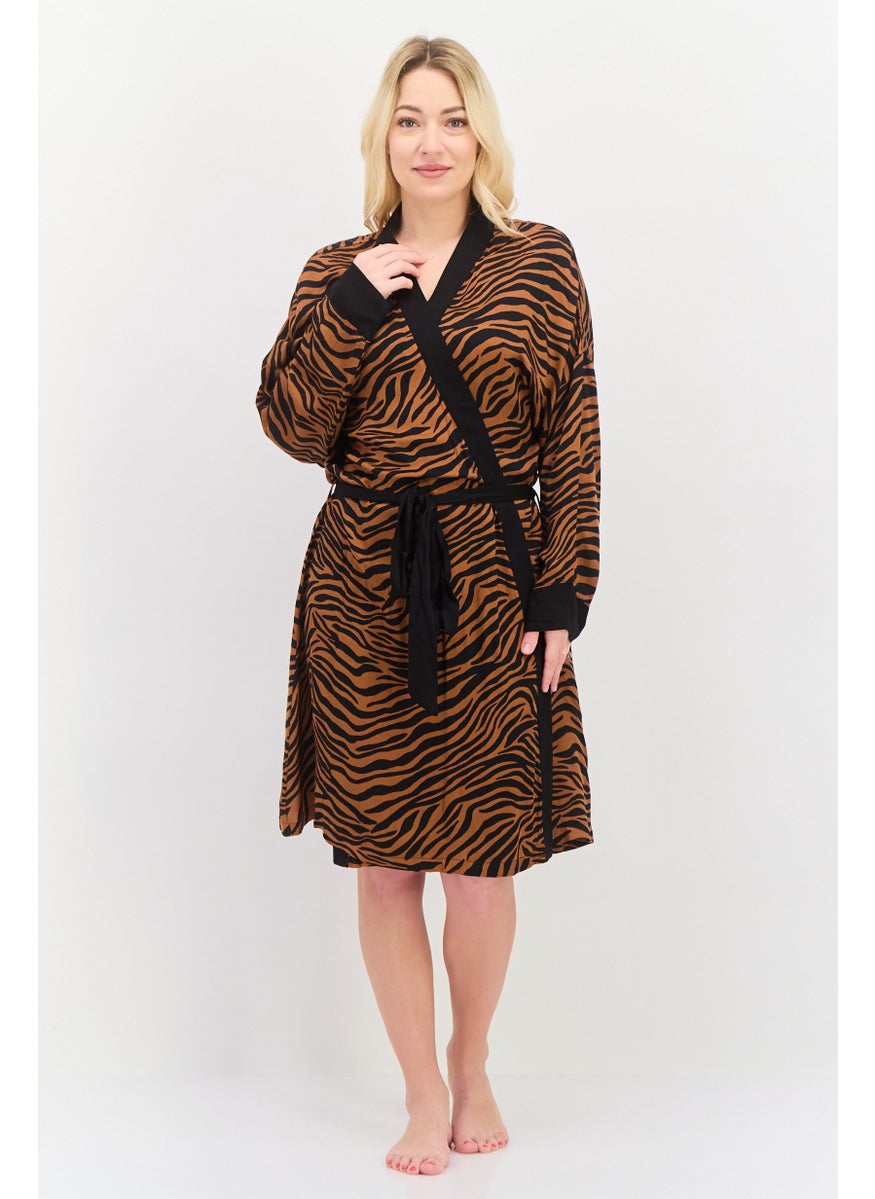 Women Belted Tiger Pattern Night Robe, Brown - pzsku/ZA9FA16C7C68585592EB8Z/45/_/1737642107/29c7b736-e08c-49f3-8aea-c90ef3ceb8cb