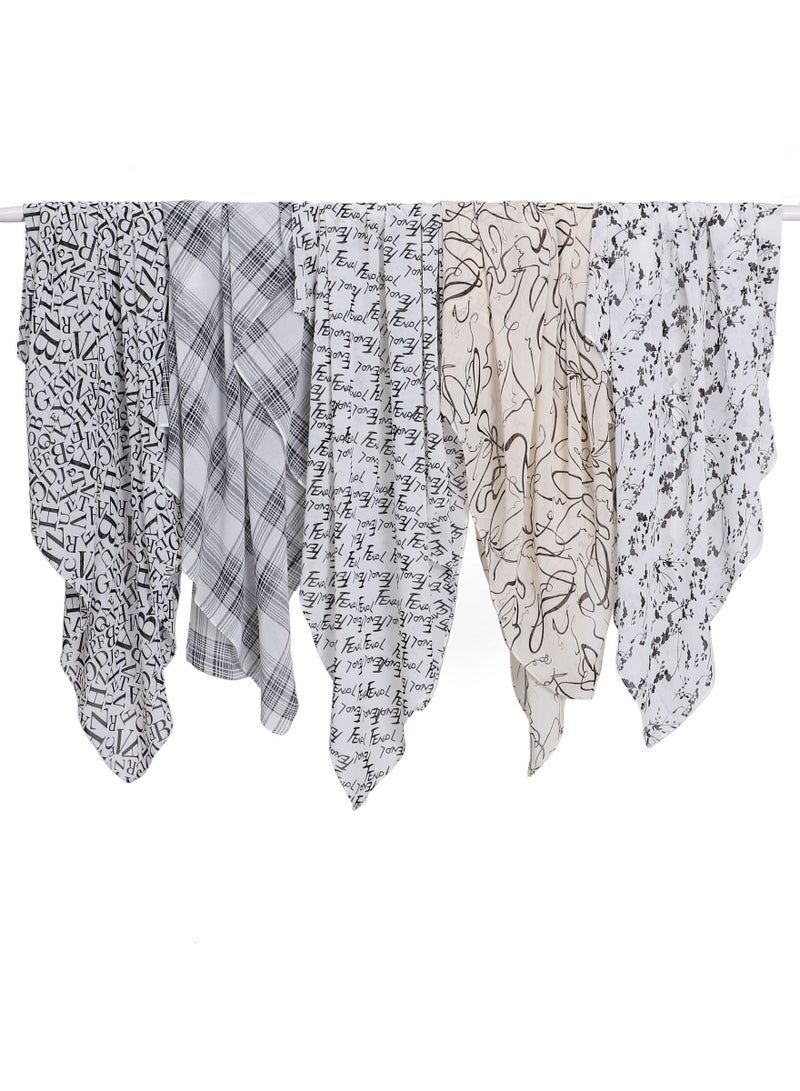 KUYING New Art Plaid Scarf Printed Pearl Chiffon Small Square Scarf Shawl Fragmented Flower Vintage Scarf Headband  - Image 2