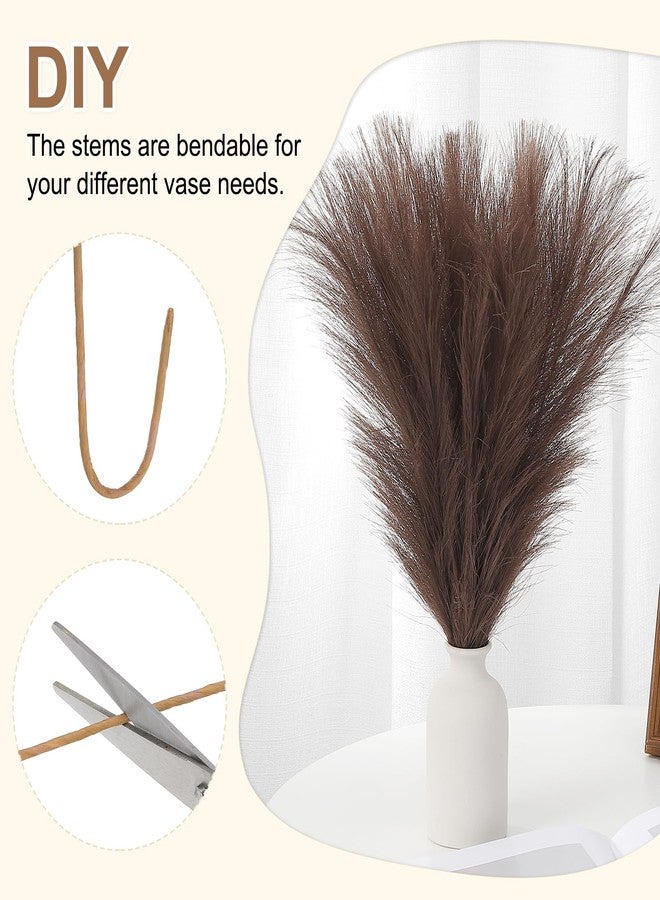 باتيكيل، 17.7 بوصة، ديكور عشب البامباس، 30 قطعة من عشب البامباس الصناعي، عشب بامباس صناعي رقيق، صغير مجفف، بني داكن - Image 3
