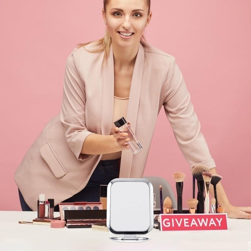 Double Sided Makeup Magnifying Mirror Folding Travel Vanity Mirror with 26cm X 20cm for Personal Care and On-the-go Use - Image 4