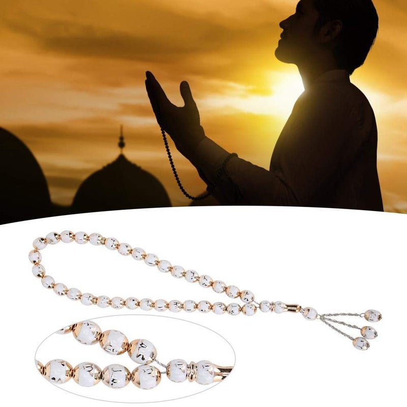 Garosa Muslim Prayer Beads Islamic Tasbih Small Tasbih Beads Muslim Rosary Worship Supplies Accessory, 7 Colors Optional(White)  - Image 2
