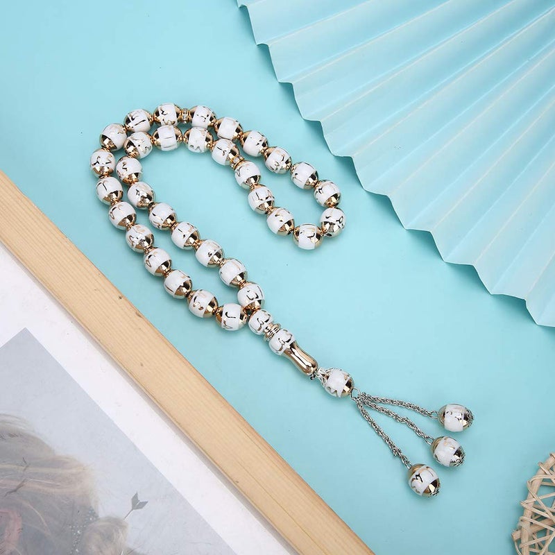 Garosa Muslim Prayer Beads Islamic Tasbih Small Tasbih Beads Muslim Rosary Worship Supplies Accessory, 7 Colors Optional(White)  - Image 5