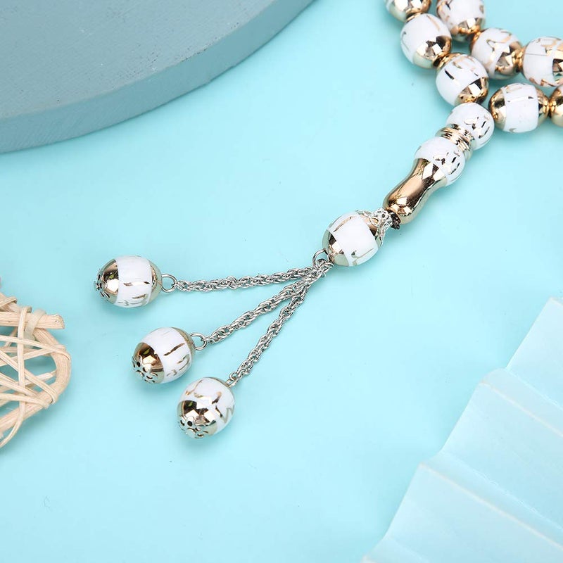 Garosa Muslim Prayer Beads Islamic Tasbih Small Tasbih Beads Muslim Rosary Worship Supplies Accessory, 7 Colors Optional(White)  - Image 4