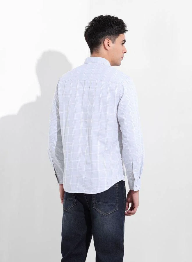 The Indian Garage Co Men Slim Fit Checked Cutaway Collar Full Sleeves Shirt