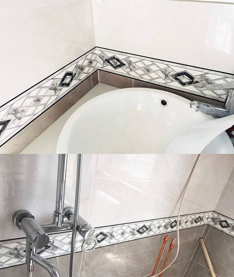 UPREDO 3D Decorative Floral Molding Waterproof Wallpaper Border Peel and Stick for Bathroom Kitchen Counter Top Backsplash Tiles Sticker,4 Inch by 16.4Ft (Style1) - Image 4