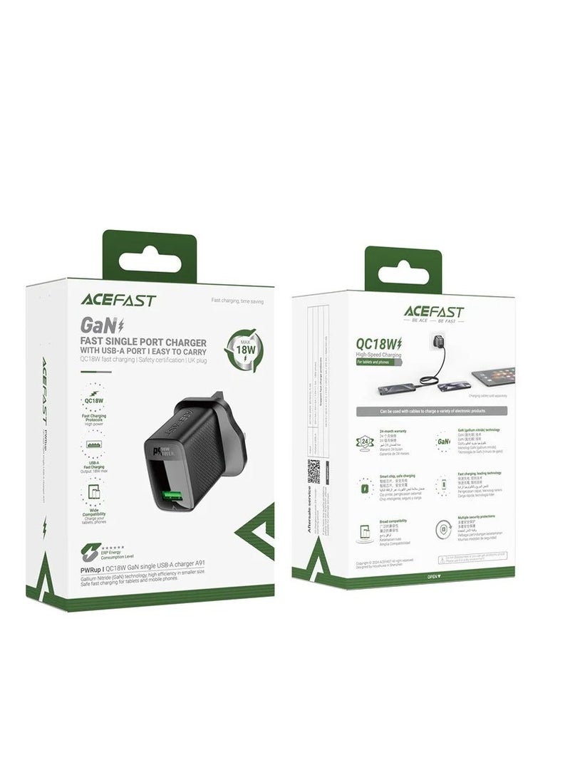 ACEFAST Fast Charge Wall Charger A91 QC18W GaN (1xUSB-A) - Image 2