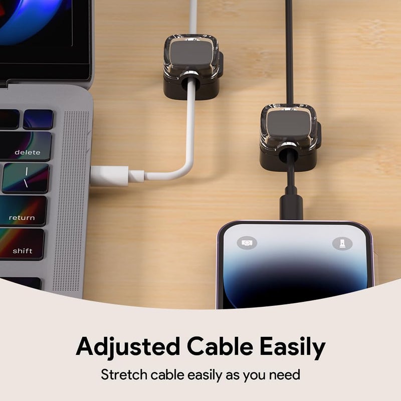 COOCAT Magnetic Cable Clips, Adjustable Cord Holder Management, Adhesive Wire Keeper Organizer for Home Office Desk Phone PC Car Wall Desktop Nightstand Appliance (9-Pack Black Crystal) - Image 5