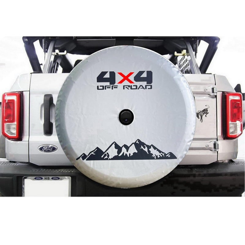 Tribones for Toyota Prado TX Ford Raptor F150 Jeep  Ford Bronco Spare Tire Cover with Camera Hole Spare Wheel Cover with Hole Tire Cover Protector WhiteSilver XXL 31570R17 35x125R22