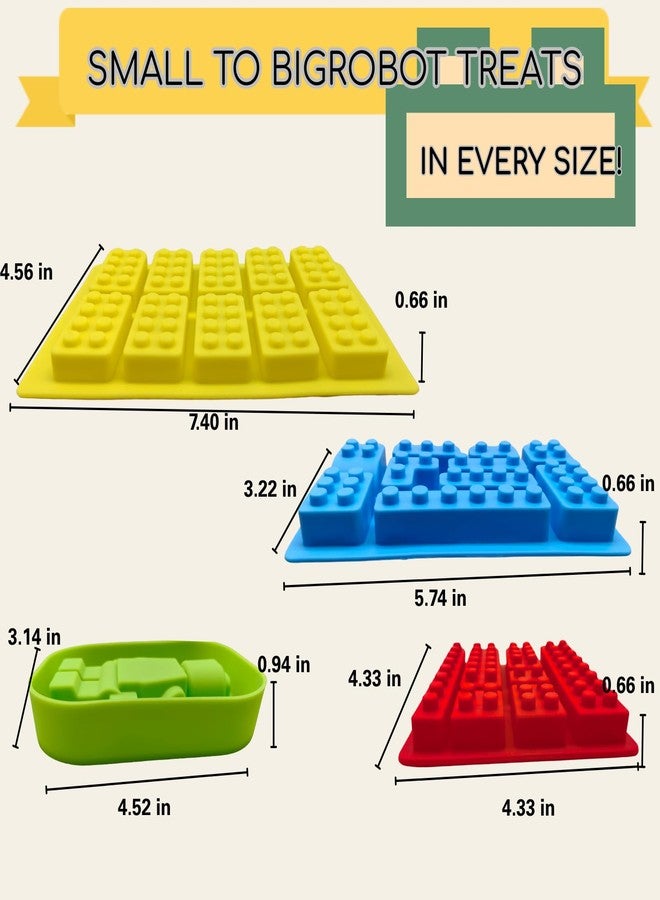 JIDODO 7 Pcs Robot & Bricks Silicone Molds for Chocolate -Silicone Crayon Molds,Candy Molds - Chocolate Molds Design for Baking, Ice, Gummy, Jello & Cake Decorating - Fun DIY Kitchen Tool - Image 3