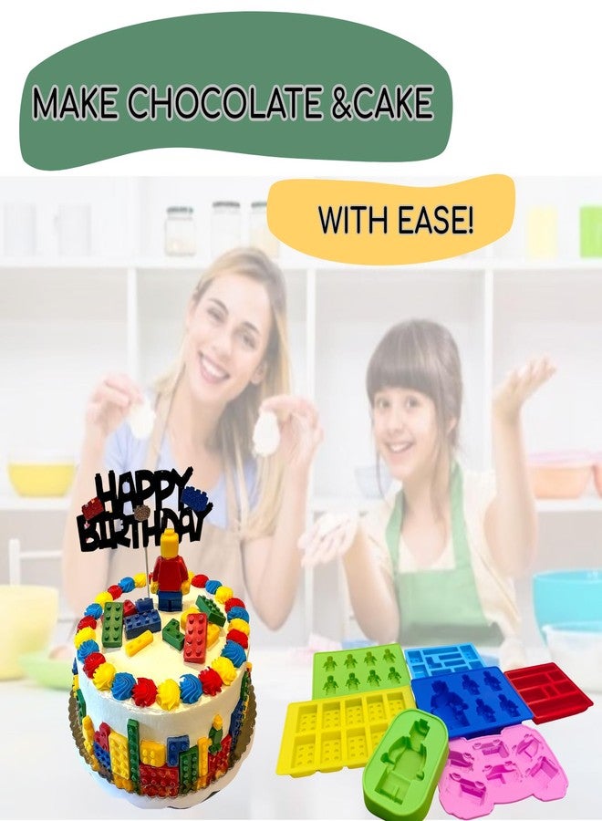 JIDODO 7 Pcs Robot & Bricks Silicone Molds for Chocolate -Silicone Crayon Molds,Candy Molds - Chocolate Molds Design for Baking, Ice, Gummy, Jello & Cake Decorating - Fun DIY Kitchen Tool - Image 4
