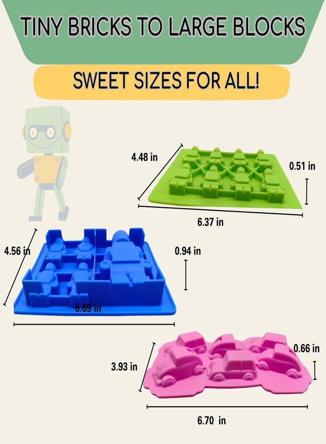 JIDODO 7 Pcs Robot & Bricks Silicone Molds for Chocolate -Silicone Crayon Molds,Candy Molds - Chocolate Molds Design for Baking, Ice, Gummy, Jello & Cake Decorating - Fun DIY Kitchen Tool - Image 2
