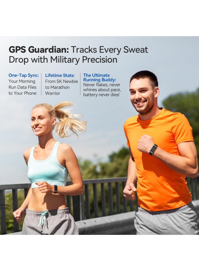 LBMT أجهزة تتبع اللياقة البدنية للرجال والنساء، شريط تتبع النشاط واللياقة البدنية القابل للارتداء، جهاز تتبع النوم على مدار 24 ساعة، جهاز مراقبة معدل ضربات القلب المستمر طوال اليوم وضغط الدم والإجهاد HRV، أوضاع رياضية 170+، تطبيق مجاني وشريطين (أسود) - Image 5