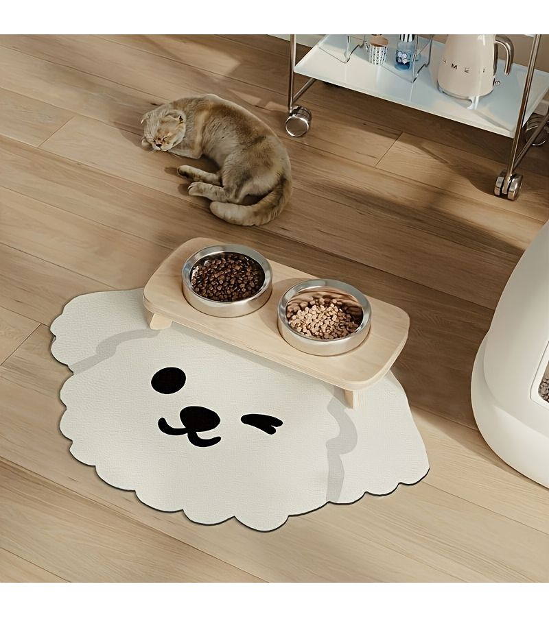 Dog Face Diatomaceous Earth Pet Feeding Mat Non Slip Absorbent For Cats Dogs - Image 4