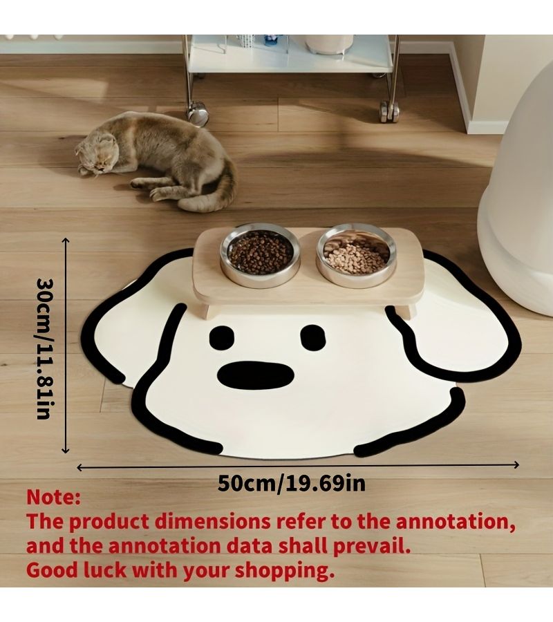 Dog Face Diatomaceous Earth Pet Feeding Mat Non Slip Absorbent For Cats Dogs - Image 2