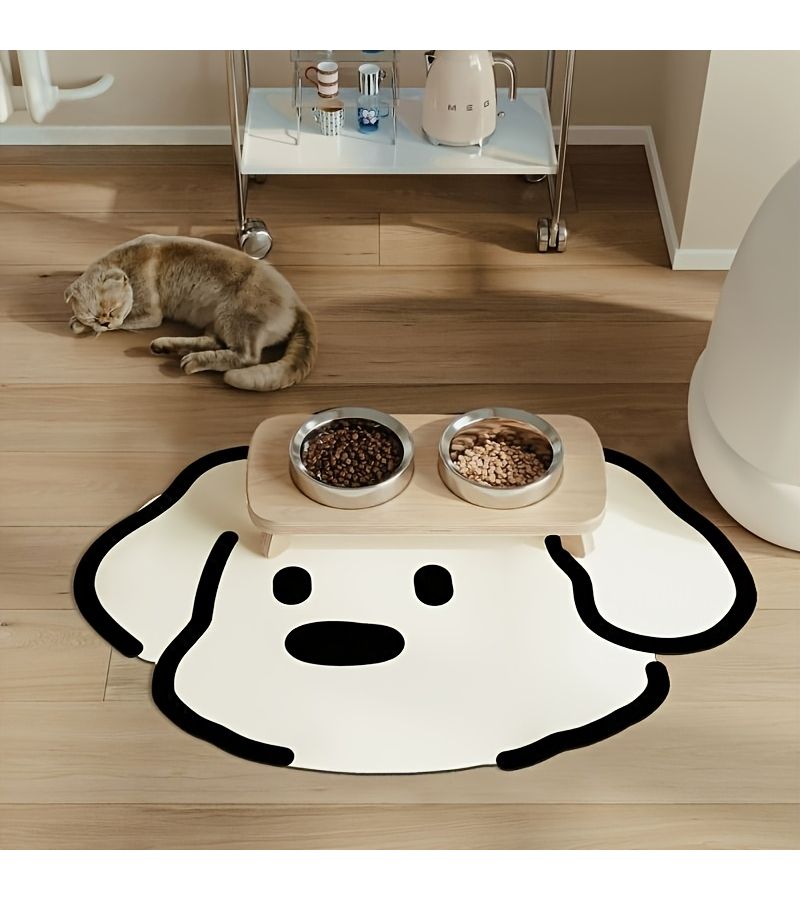 Dog Face Diatomaceous Earth Pet Feeding Mat Non Slip Absorbent For Cats Dogs - Image 1