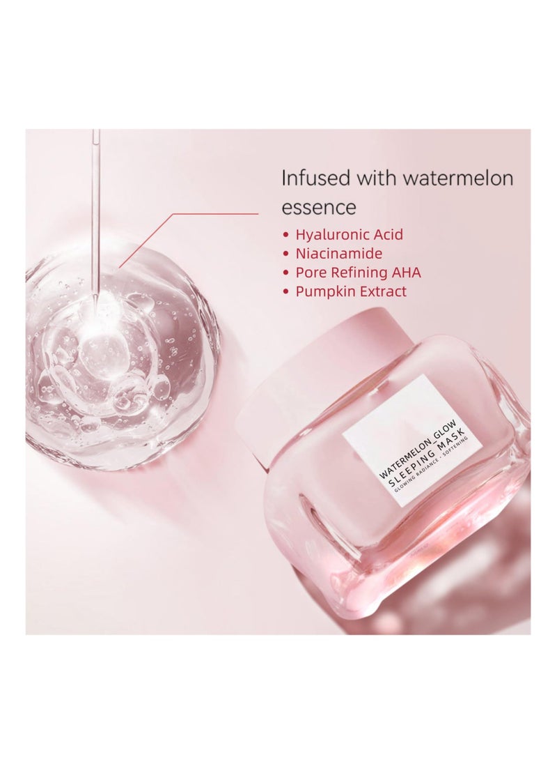 Watermelon Pink Glow Sleeping Mask, Watermelon Overnight Face Masks Skincare, with AHA, Hyaluronic Acid, Niacinamide - Anti Aging Face Cream for Smooth, Glowing (50ml) - Image 5
