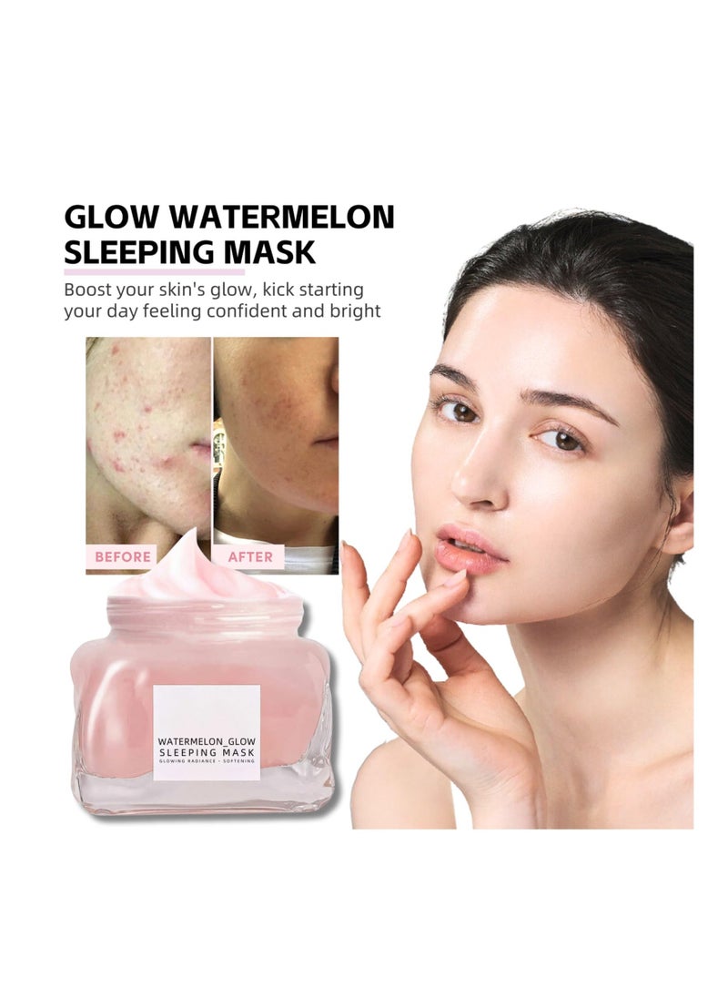 Watermelon Pink Glow Sleeping Mask, Watermelon Overnight Face Masks Skincare, with AHA, Hyaluronic Acid, Niacinamide - Anti Aging Face Cream for Smooth, Glowing (50ml) - Image 4