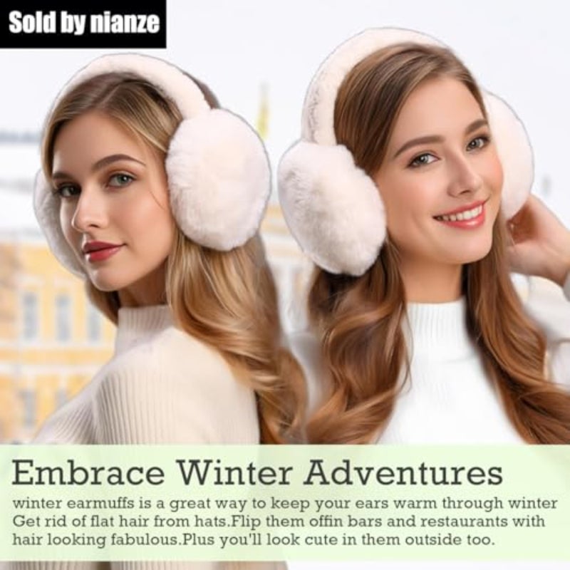 Women Winter Ear Muffs: Premium Faux Fur, Foldable Lightweight, Snug Windproof Warm Earmuffs - Portable Cold Weather Ear Warmer for Outdoor Activities, Holiday Gifting - Image 3