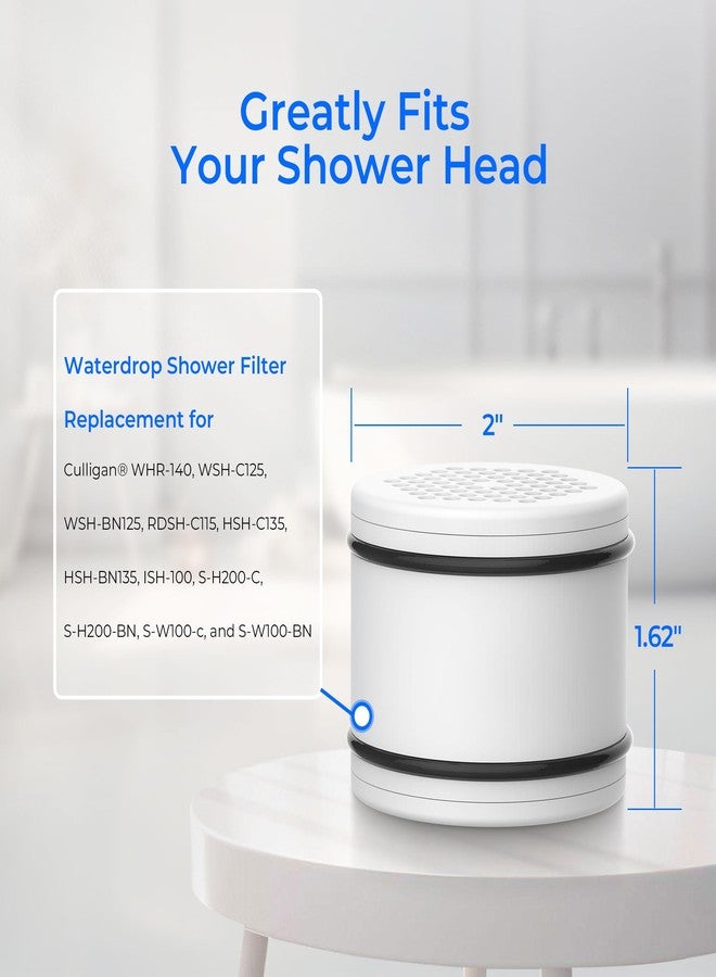 ووتر دروب فلتر دش Waterdrop WHR-140 بديل لمرشح مياه رأس الدش Culligan® WHR-140 وWSH-C125 وISH-100 وHSH-C135، مع مادة ترشيح KDF المتقدمة، عبوة من 3 قطع - Image 2