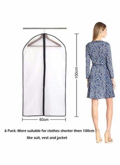 Y&D Garment Covers Dustproof Clothes Moth Proof Coat Bag with Zip Translucent Dress Cover Waterproof Anti-mite Breathable Suit Protector 6pcs 60 * 100cm Black  - Image 2