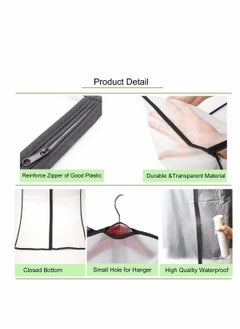 Y&D Garment Covers Dustproof Clothes Moth Proof Coat Bag with Zip Translucent Dress Cover Waterproof Anti-mite Breathable Suit Protector 6pcs 60 * 100cm Black  - Image 3