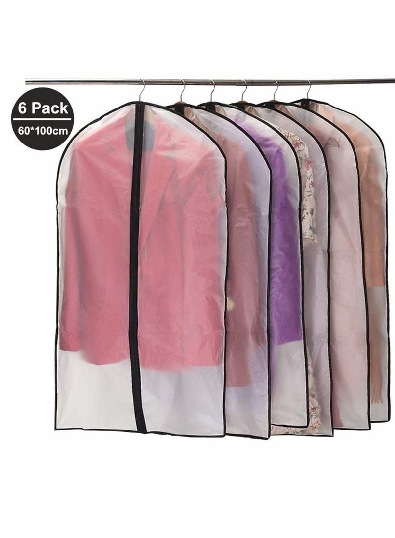 Garment Covers Dustproof Clothes Moth Proof Coat Bag with Zip Translucent Dress Cover Waterproof Anti-mite Breathable Suit Protector 6pcs 60 * 100cm Black