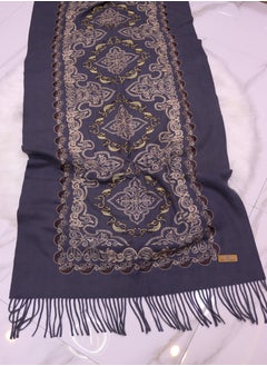 Sky cashmere Embroidered Shawl with Fringe  - Image 1
