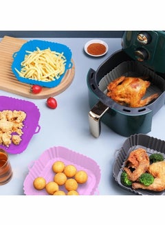 Generic 2 Pieces Of Silicone Air Fryer Tray 20 cm Square Multicolored  - Image 5