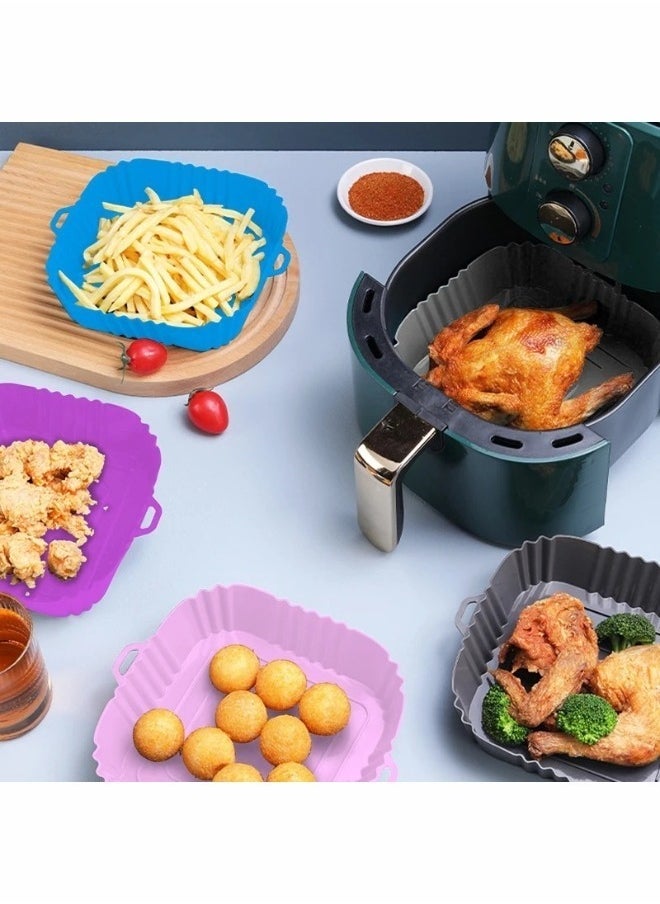Generic 2 Pieces Of Silicone Air Fryer Tray 20 cm Square Multicolored  - Image 5