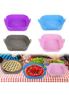 Generic 2 Pieces Of Silicone Air Fryer Tray 20 cm Square Multicolored  - Image 2
