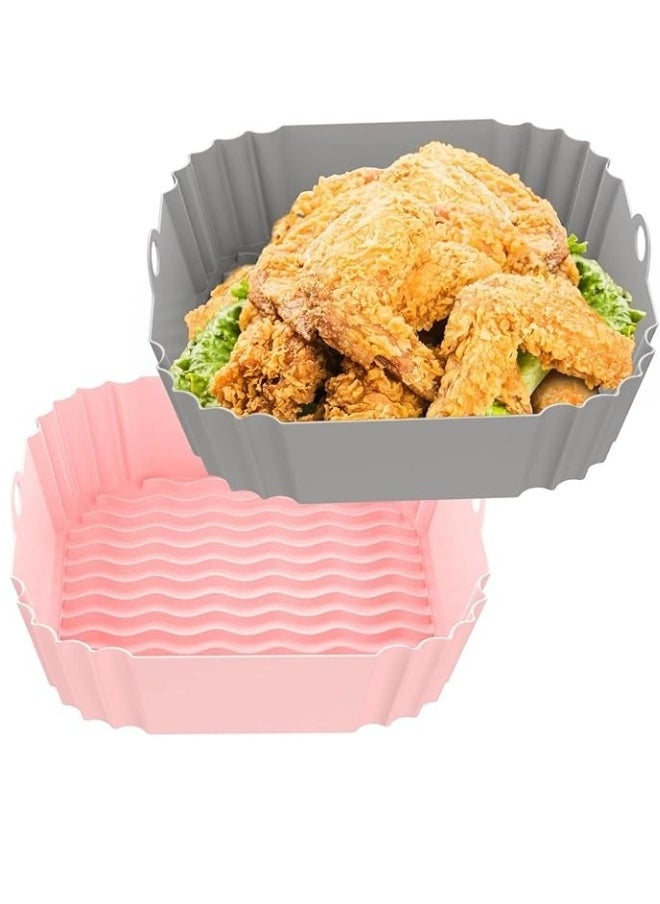 Generic 2 Pieces Of Silicone Air Fryer Tray 20 cm Square Multicolored  - Image 1