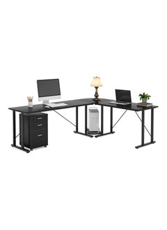 Large L Shaped Computer Desk with Shelves, Corner Desk, Home Office Writing Workstation with Storage